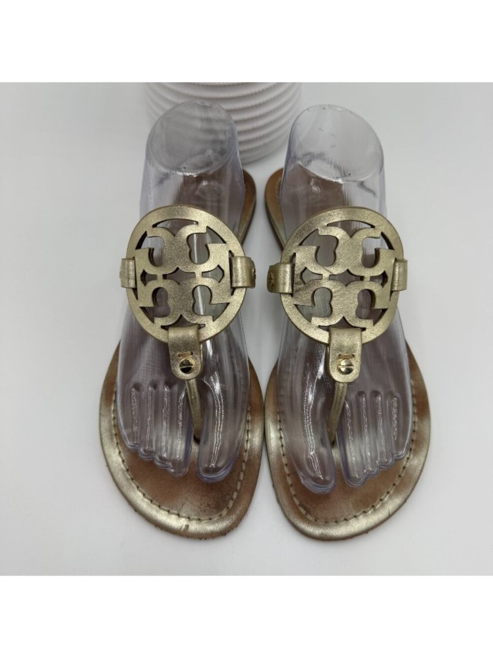 Tory Burch Miller 36540-723 Thong Sandal Women's 10.5M Brown Leather Slip-On